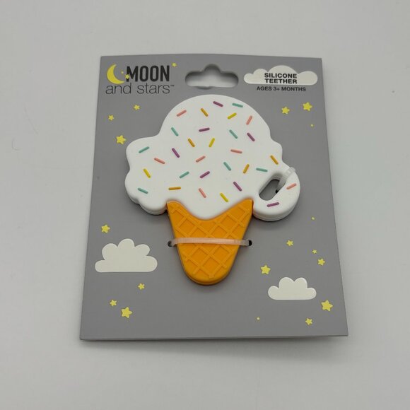 Moon and Stars Ice Cream Cone Silicone Teether, Baby Toy NEW - Picture 1 of 2